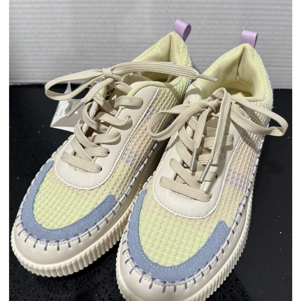 NWT Nicole Miller Brita Sneaker Platform Shoe Woven White Blue Pastel US9 Rare